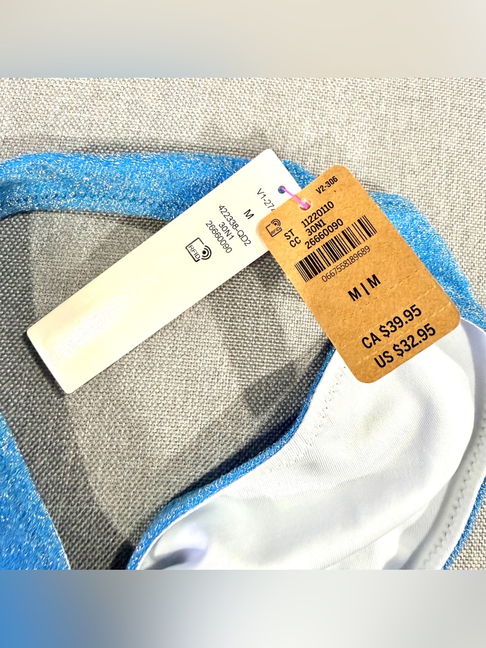 Pink Victoria’s Secret Aqua Blue Glitter Bikini Bottoms Shimmer Swim NWT Medium - Picture 7 of 12
